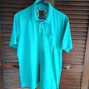 Prana Men's Short Sleeve Polo Shirt Size Large Aqua Blue
